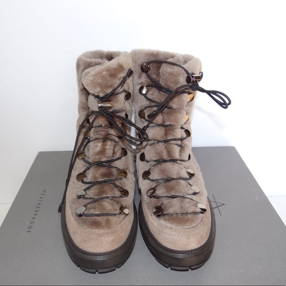 Aquatalia | Lorena Suede/Shearling Boots | Taupe Made in Italy Size 7 New in Box - Picture 2 of 10
